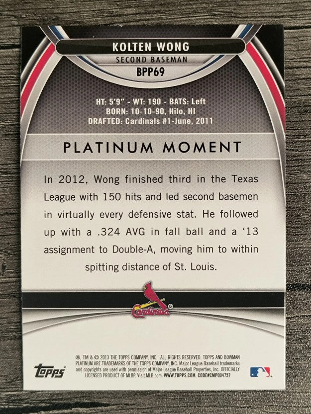 2013 Bowman Platinum Prospects #BPP69 Kolten Wong