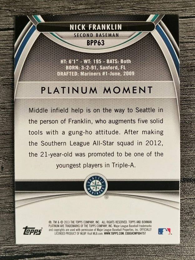 2013 Bowman Platinum Prospects #BPP63 Nick Franklin