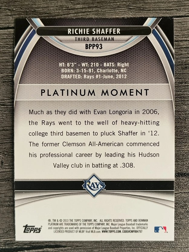2013 Bowman Platinum Prospects #BPP93 Richie Shaffer