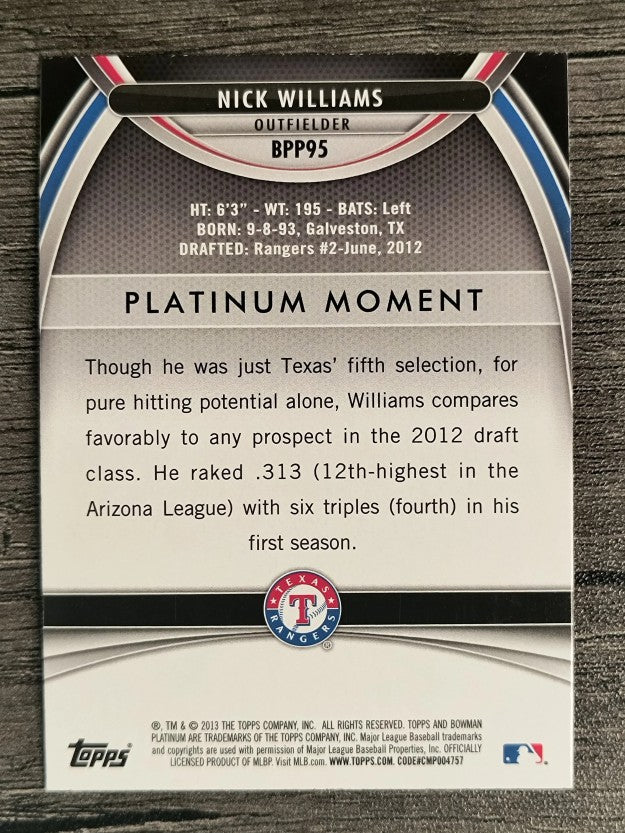2013 Bowman Platinum Prospects #BPP95 Nick Williams