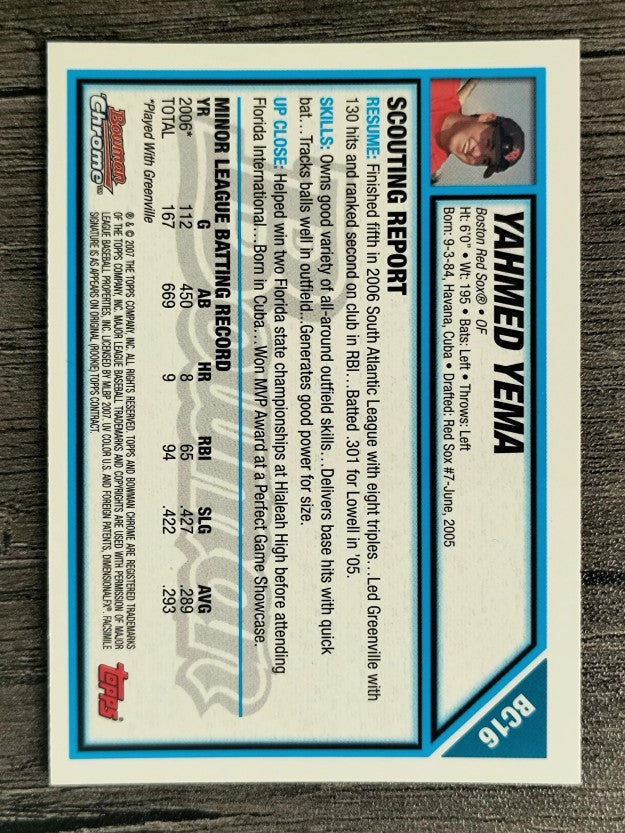 2007 Bowman Chrome Prospects #BC16 Yahmed Yema