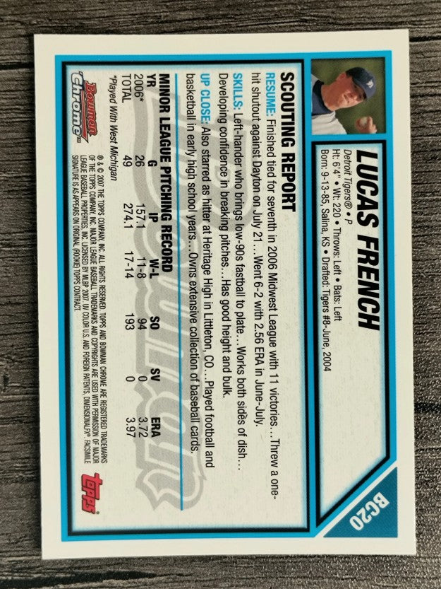 2007 Bowman Chrome Prospects #BC20 Lucas French