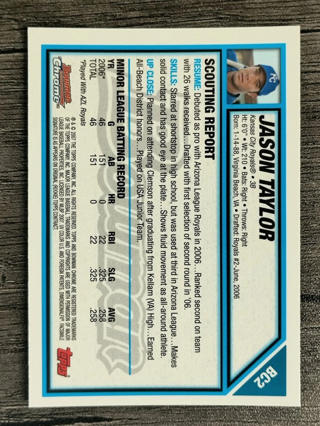 2007 Bowman Chrome Prospects #BC2 Jason Taylor
