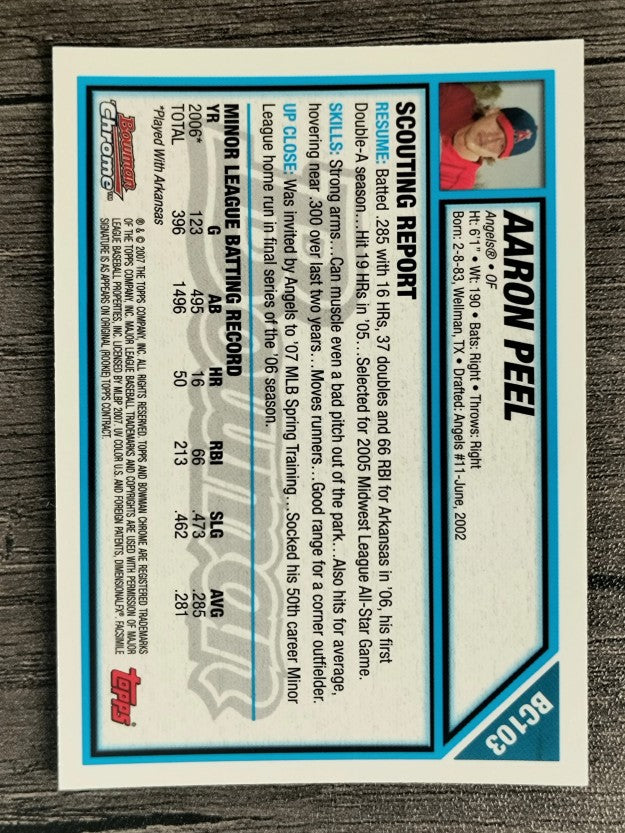 2007 Bowman Chrome Prospects #BC103 Aaron Peel