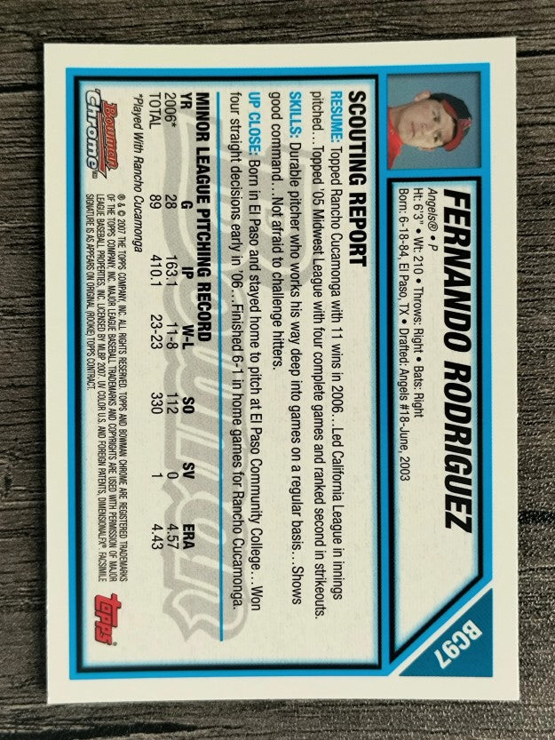 2007 Bowman Chrome Prospects #BC97 Fernando Rodriguez