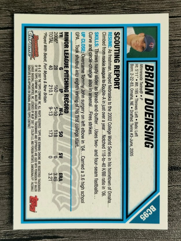 2007 Bowman Chrome Prospects #BC95 Brian Duensing