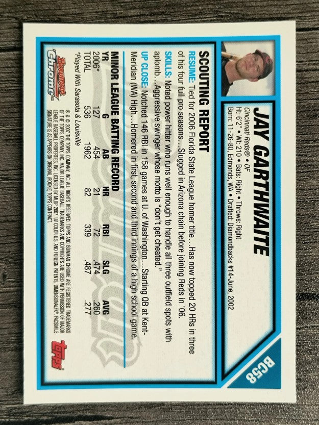 2007 Bowman Chrome Prospects #BC58 Jay Garthwaite