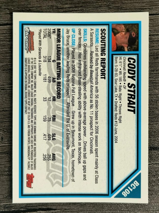 2007 Bowman Chrome Prospects #BC108 Cody Strait