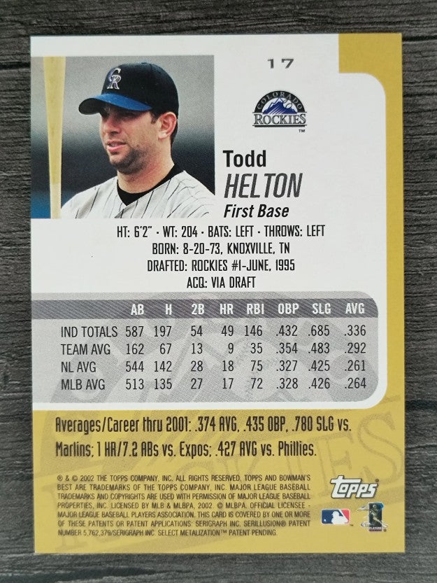 2002 Bowman's Best #17 Todd Helton