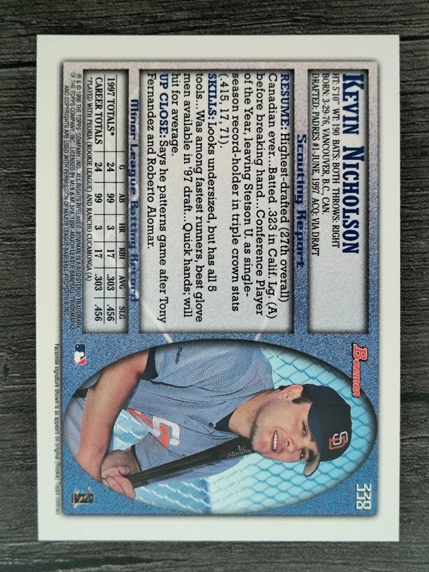 1998 Bowman International #338 Kevin Nicholson