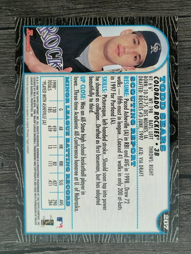 1999 Bowman International #207 Todd Sears