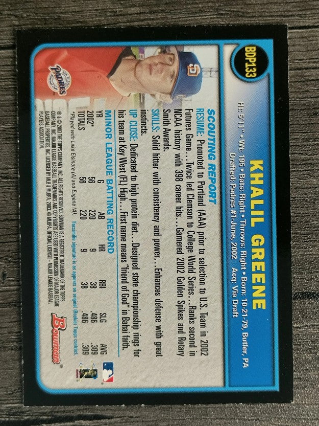 2003 Bowman Draft Gold #133 Khalil Greene