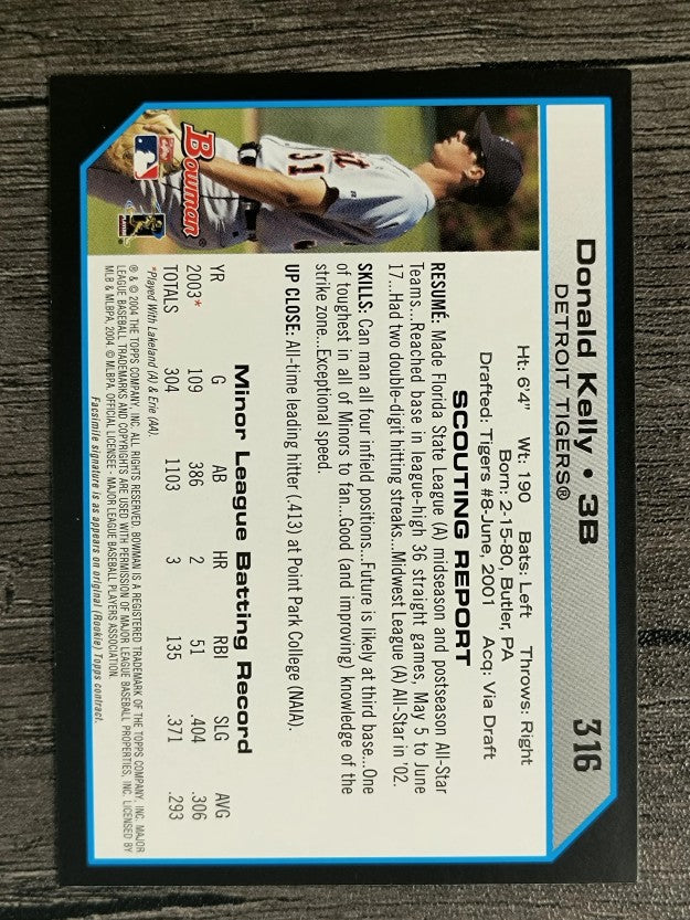 2004 Bowman #316 Donald Kelly FY RC