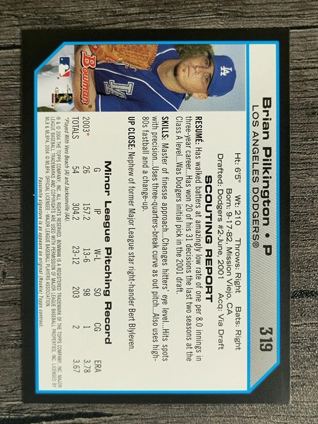 2004 Bowman #319 Brian Pilkington FY RC