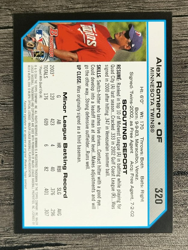 2004 Bowman #320 Alex Romero FY RC
