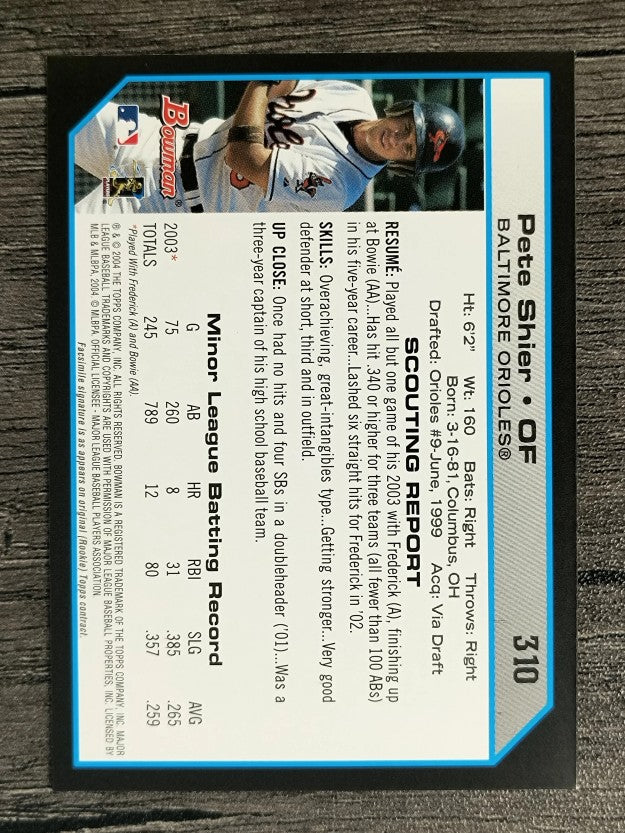 2004 Bowman #310 Pete Shier FY RC