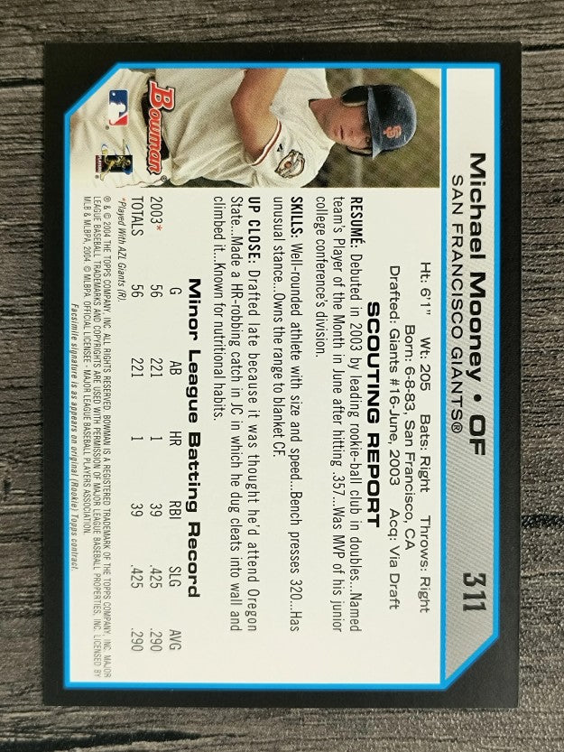 2004 Bowman #311 Michael Mooney FY RC