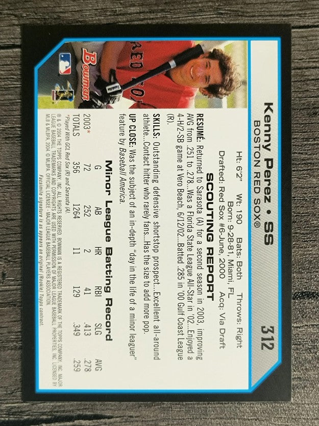 2004 Bowman #312 Kenny Perez FY RC