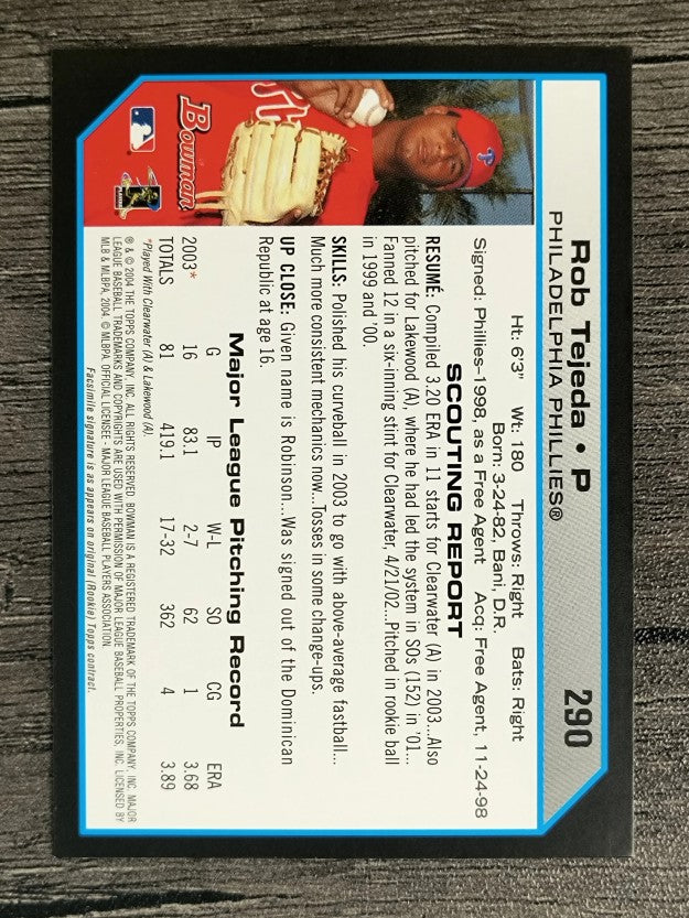 2004 Bowman #290 Rob Tejeda FY RC