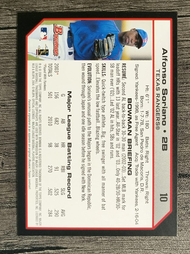 2004 Bowman #10 Alfonso Soriano