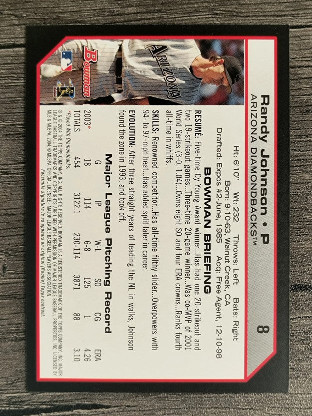 2004 Bowman #8 Randy Johnson