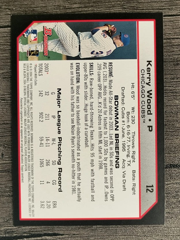 2004 Bowman #12 Kerry Wood