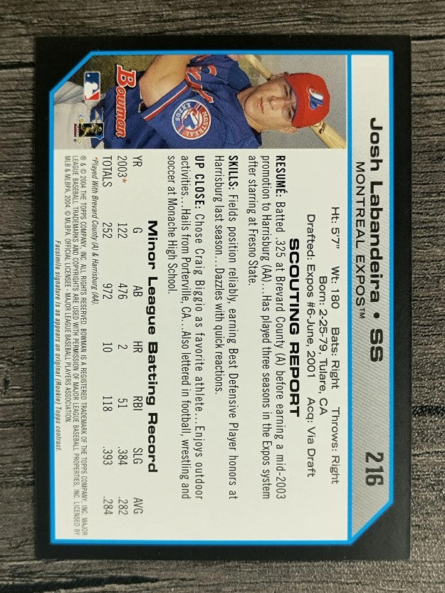 2004 Bowman #216 Josh Labandeira FY RC
