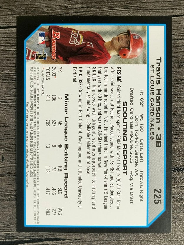 2004 Bowman #225 Travis Hanson FY RC