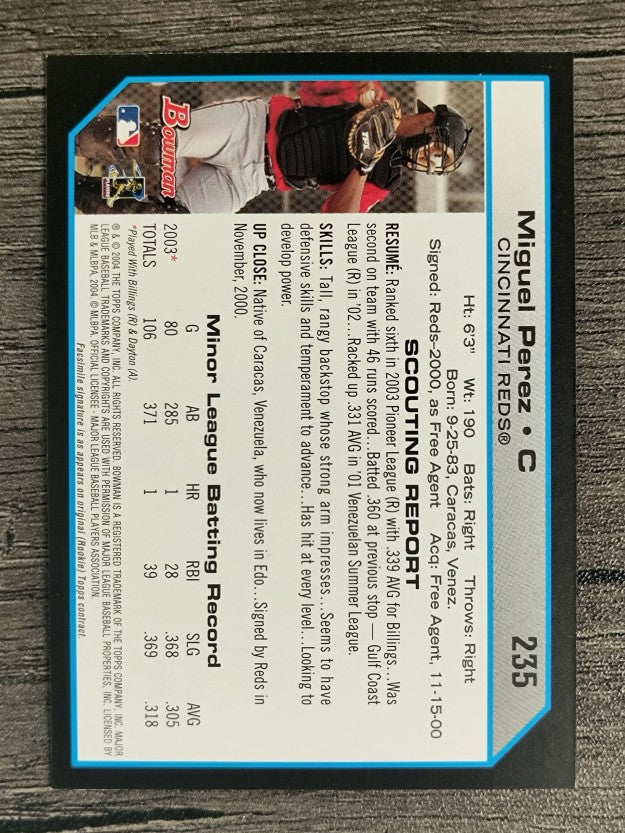 2004 Bowman #235 Miguel Perez FY RC