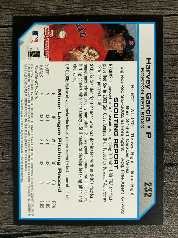 2004 Bowman #232 Harvey Garcia FY RC