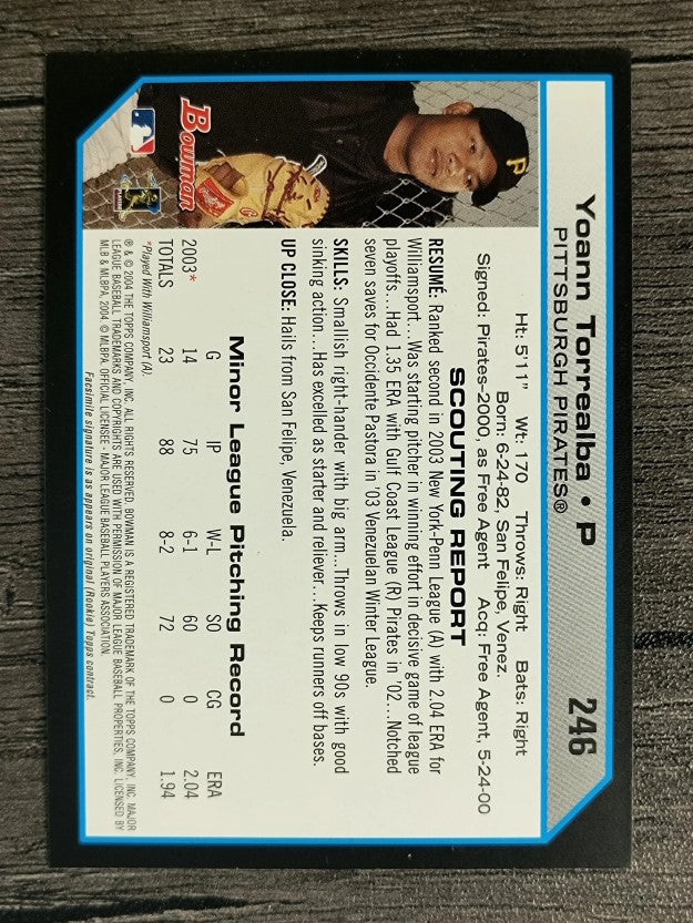 2004 Bowman #246 Yoann Torrealba FY RC