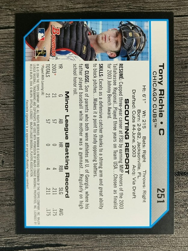 2004 Bowman #251 Tony Richie FY RC