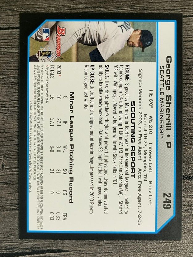 2004 Bowman #249 George Sherrill FY RC