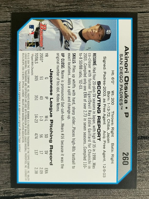 2004 Bowman #260 Akinori Otsuka FY RC