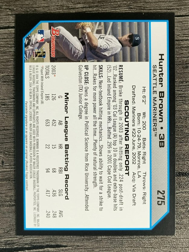 2004 Bowman #275 Hunter Brown FY RC