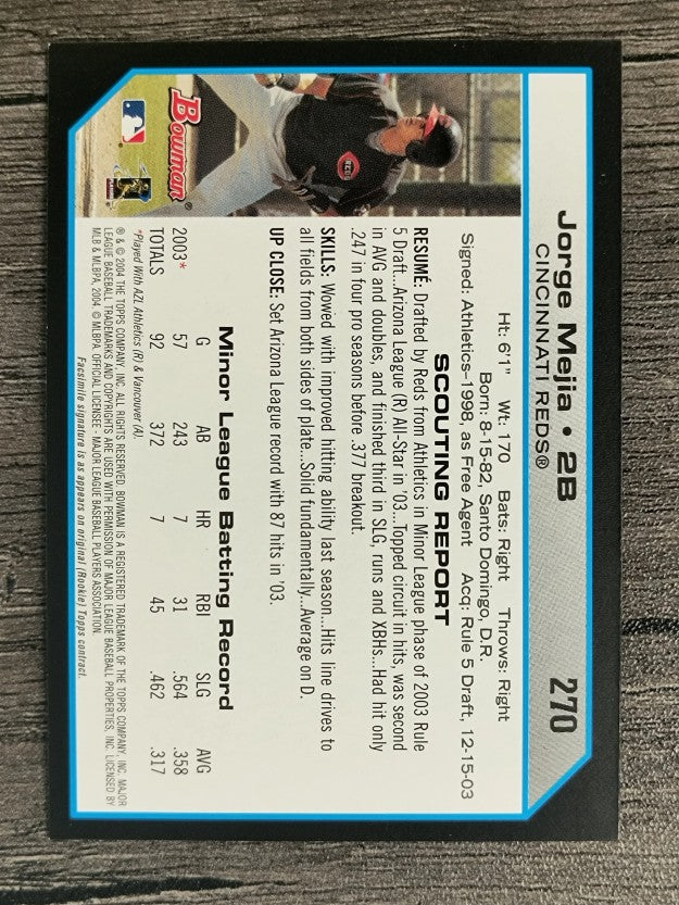 2004 Bowman #270 Jorge Mejia FY RC