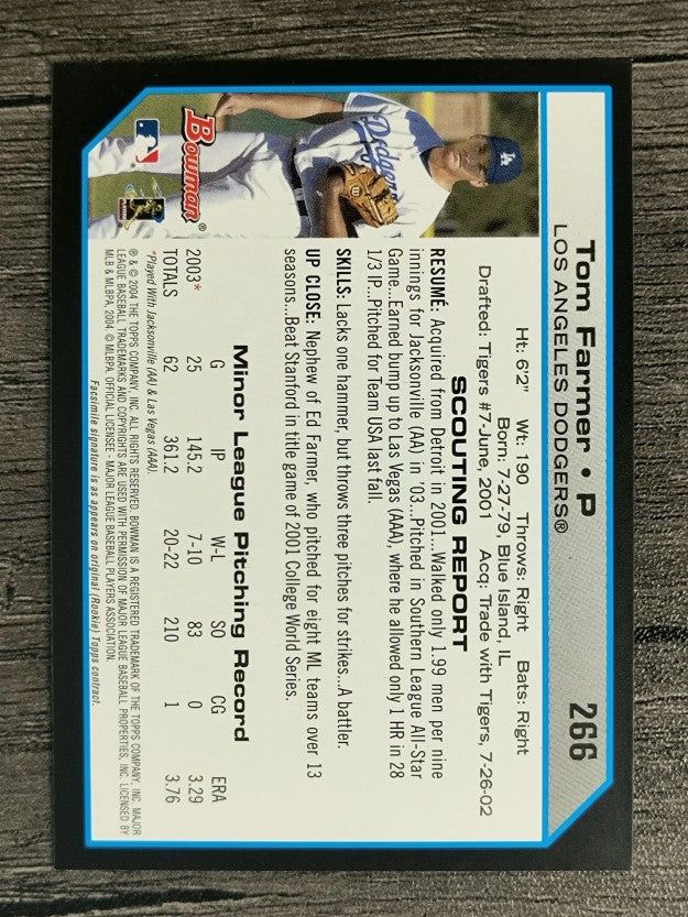 2004 Bowman #266 Tom Farmer FY RC