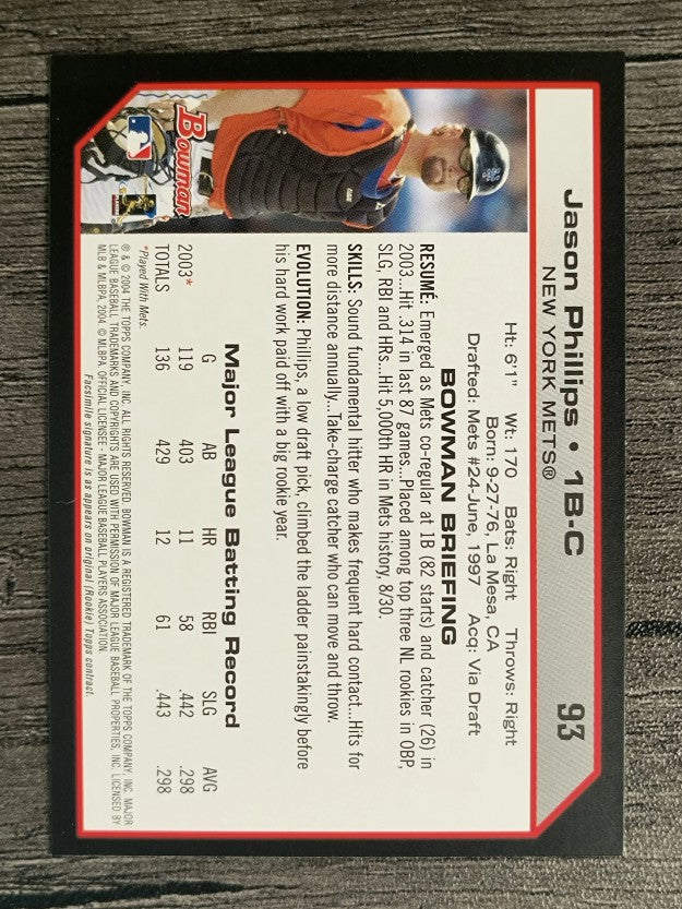 2004 Bowman #93 Jason Phillips