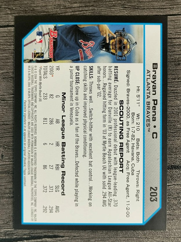 2004 Bowman #203 Brayan Pena FY RC