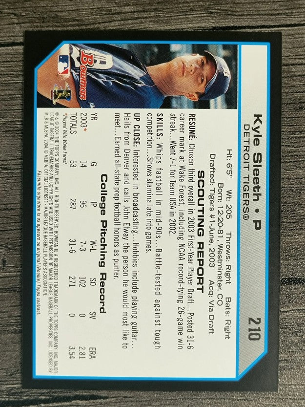 2004 Bowman #210 Kyle Sleeth FY RC