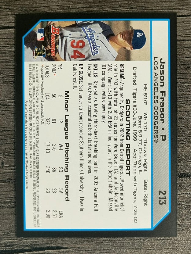 2004 Bowman #213 Jason Frasor FY RC