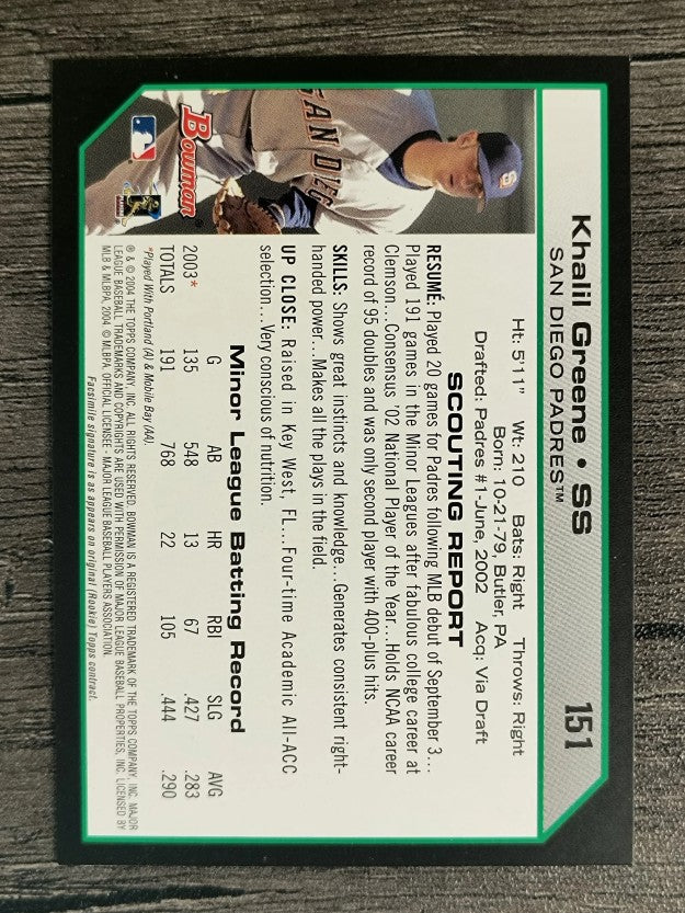 2004 Bowman #151 Khalil Greene