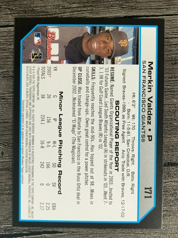 2004 Bowman #171 Merkin Valdez FY RC