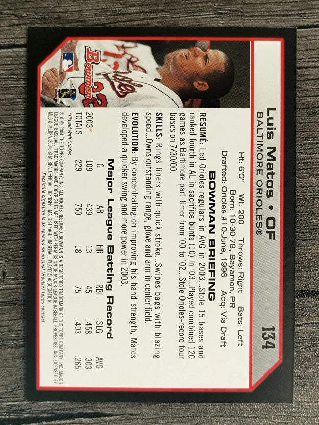 2004 Bowman #134 Luis Matos