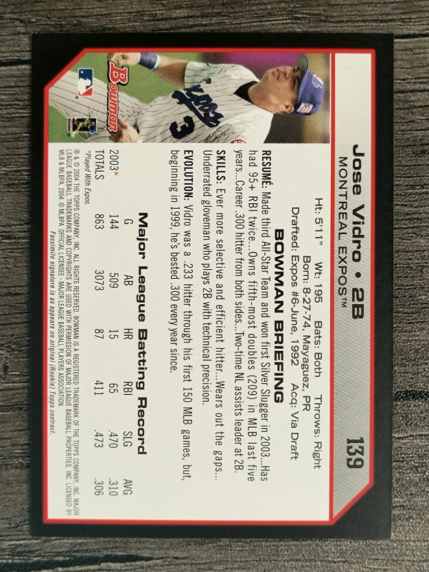 2004 Bowman #139 Jose Vidro