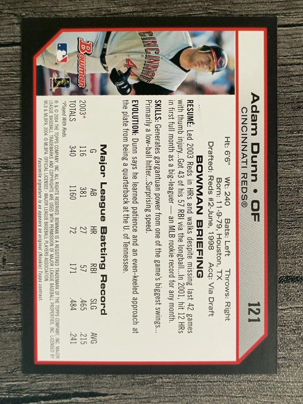 2004 Bowman #121 Adam Dunn
