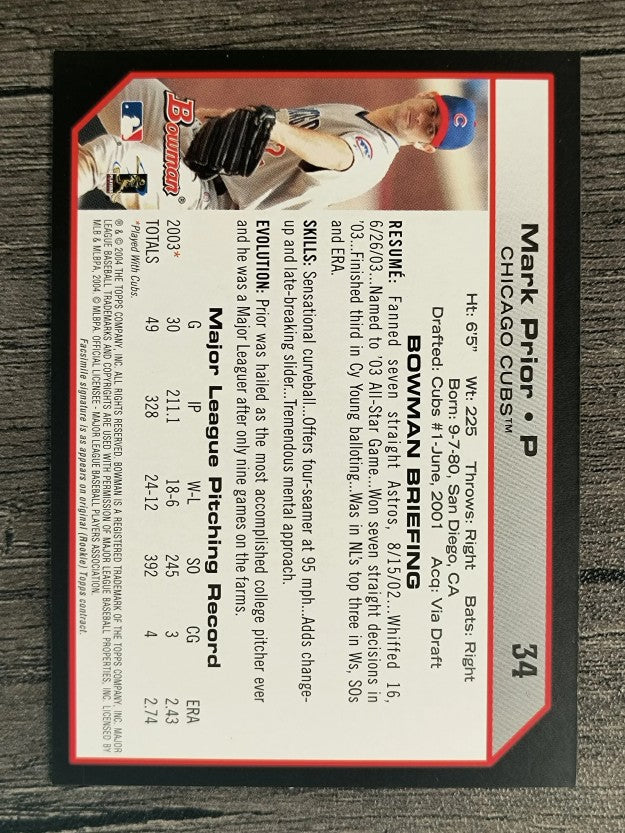 2004 Bowman #34 Mark Prior