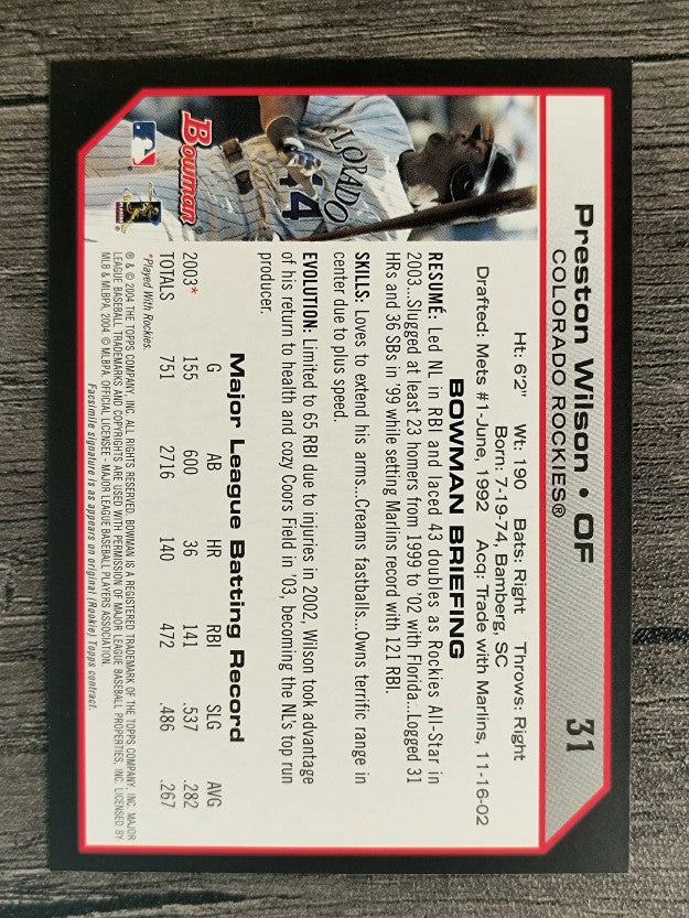 2004 Bowman #31 Preston Wilson