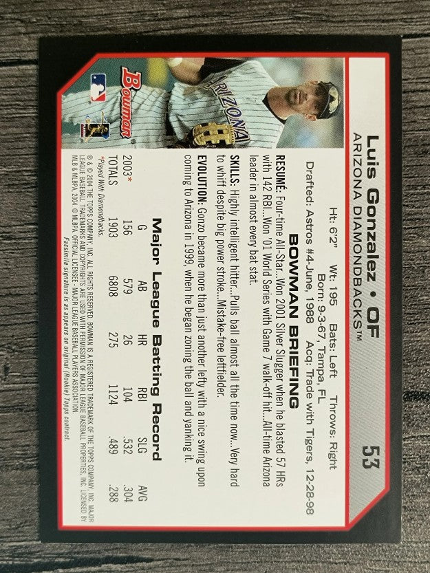 2004 Bowman #53 Luis Gonzalez