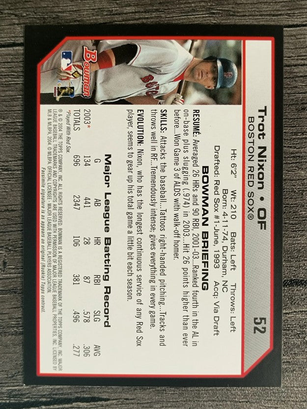 2004 Bowman #52 Trot Nixon